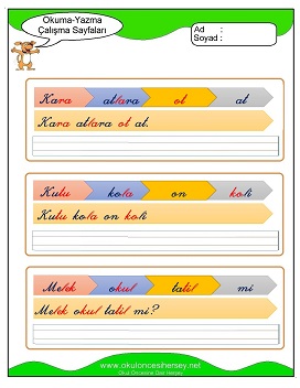 k sesi Grubu Çalışma Sayfaları